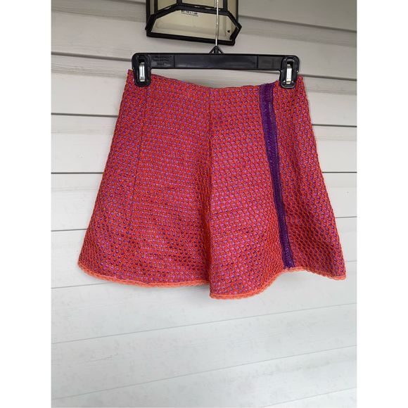 Cecilia Prado Orange Mesh Overlay Purple Mini Skirt, Size Small / Petite - Picture 2 of 12
